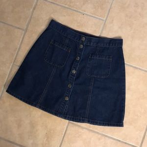 Button Up Denim Mini Skirt